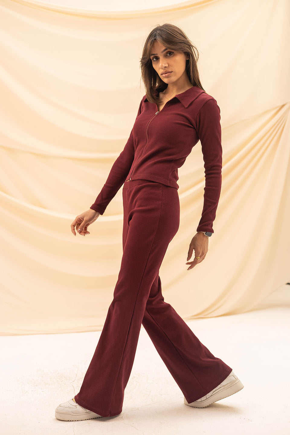 Burgundy Knitted Pants