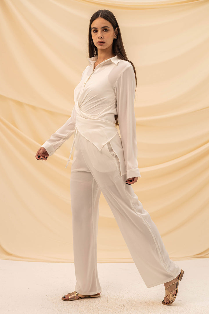 White Wrap Tied Stain Set