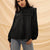 Black Ruffled Embroidery Blouse