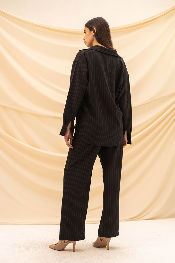 Black Striped Comfort Formal Shirt