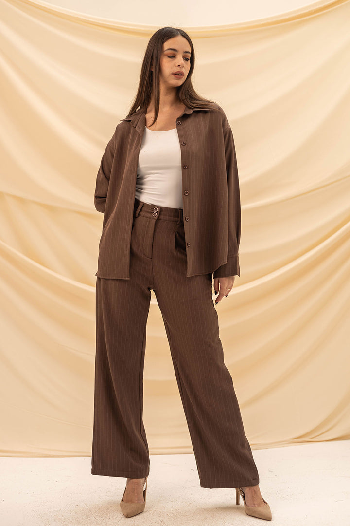 Brown Striped Comfort Formal Shirt