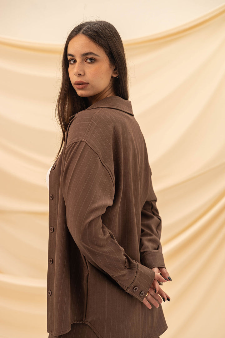 Brown Striped Comfort Formal Shirt