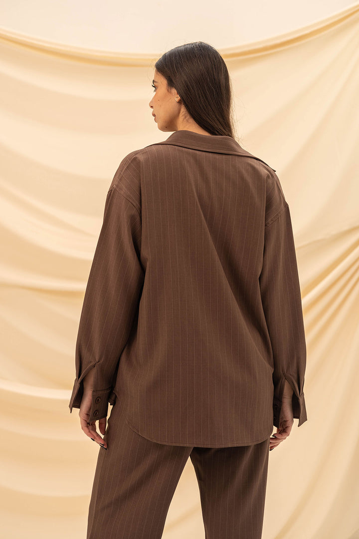 Brown Striped Comfort Formal Shirt