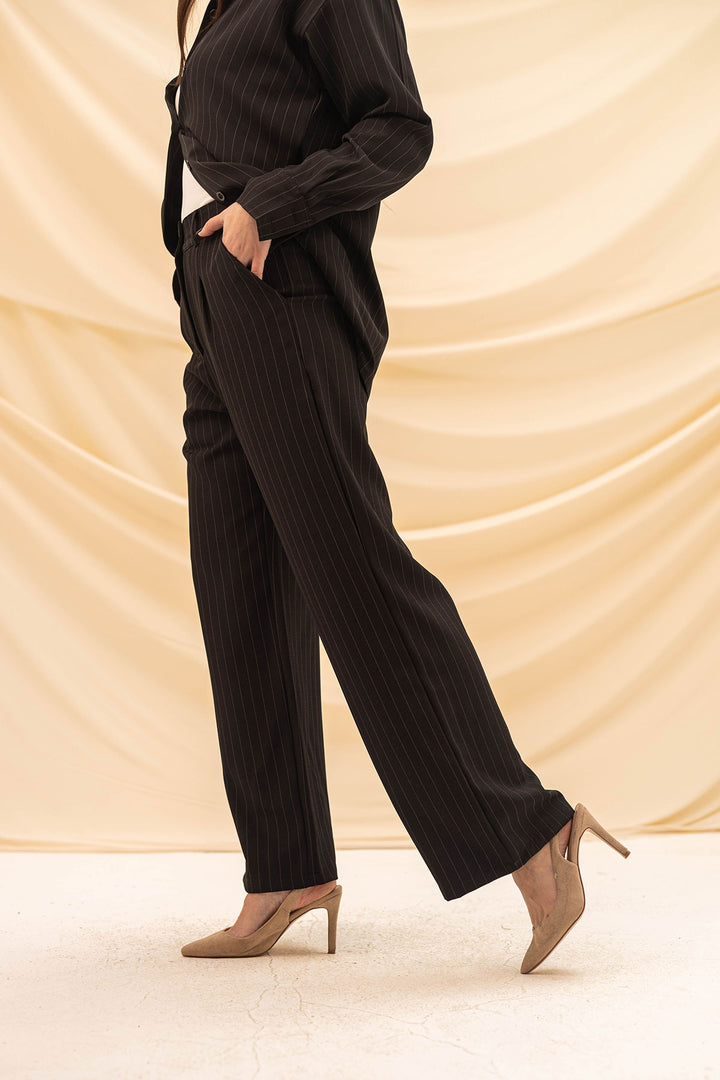 Black Striped Comfort Formal Pants