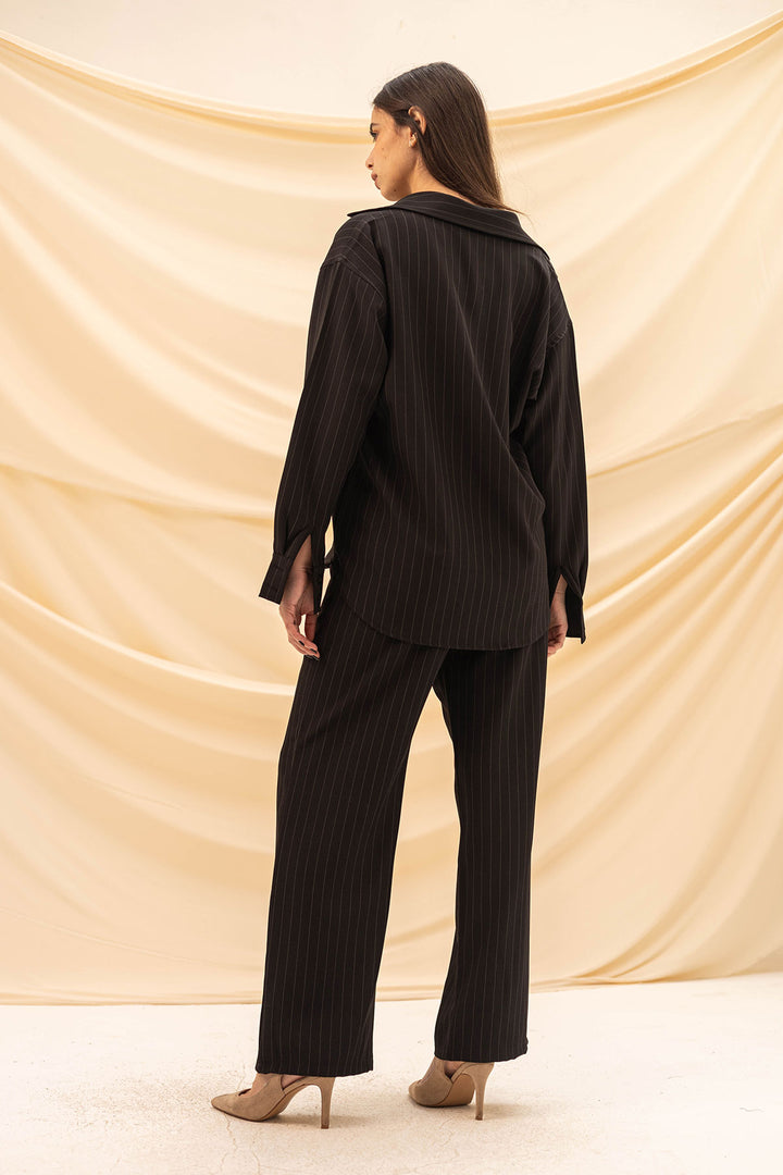Black Striped Comfort Formal Pants