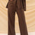 Brown Striped Comfort Formal Pants