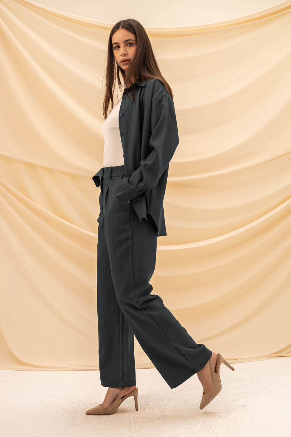 Grey Stripped Comfort Formal Pants