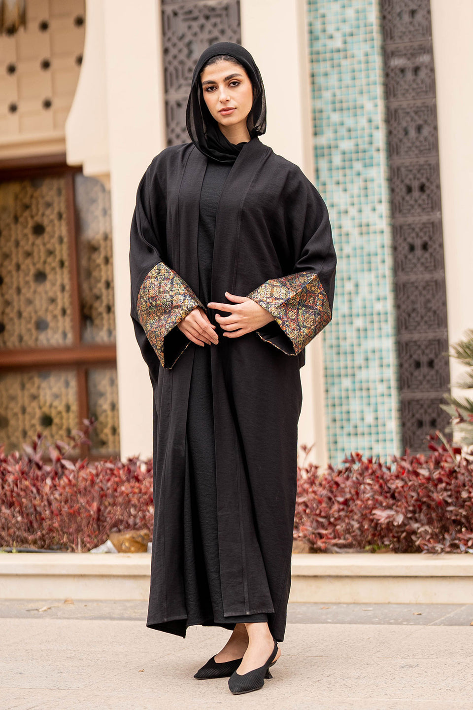 عباية رمضانية سوداء بدون أكمام
