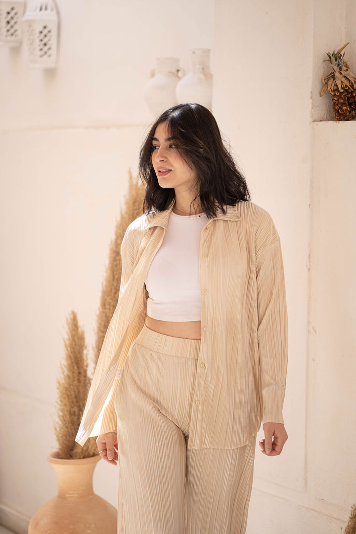 Off White Plissé Classy Set