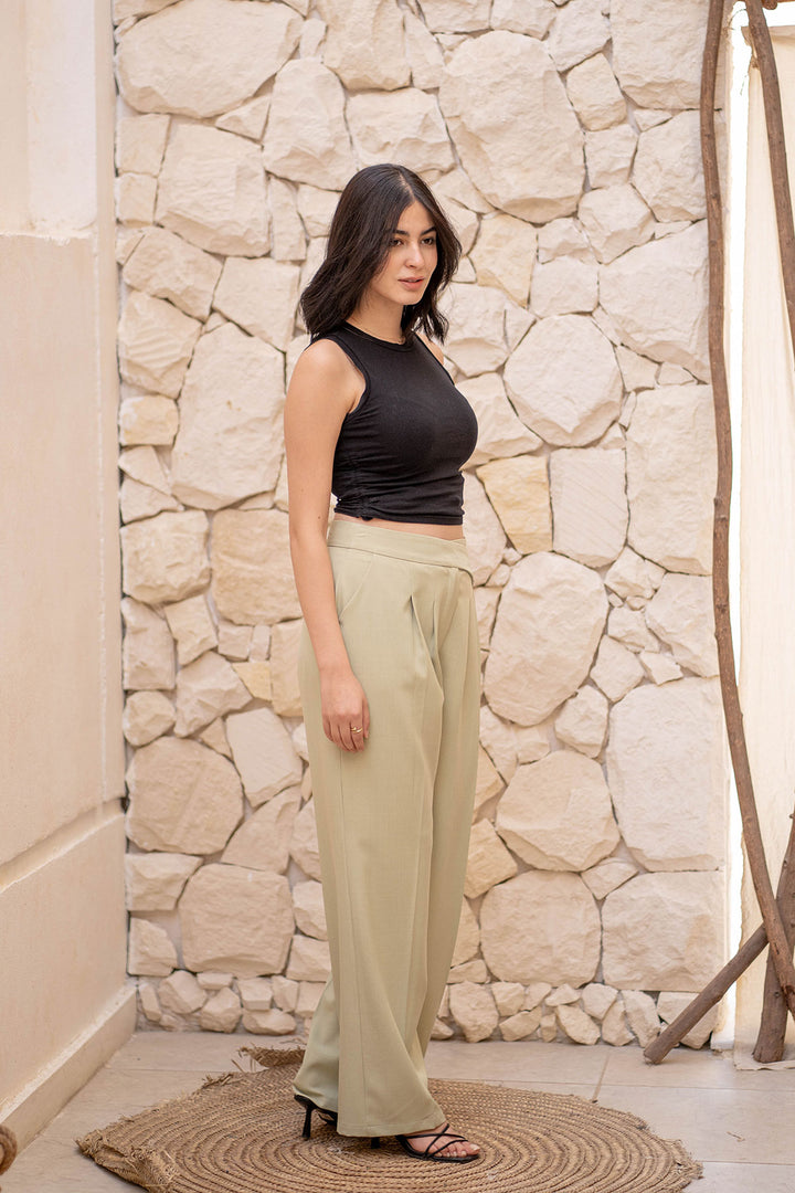 Tailored Wide Leg Formal Pants with belt