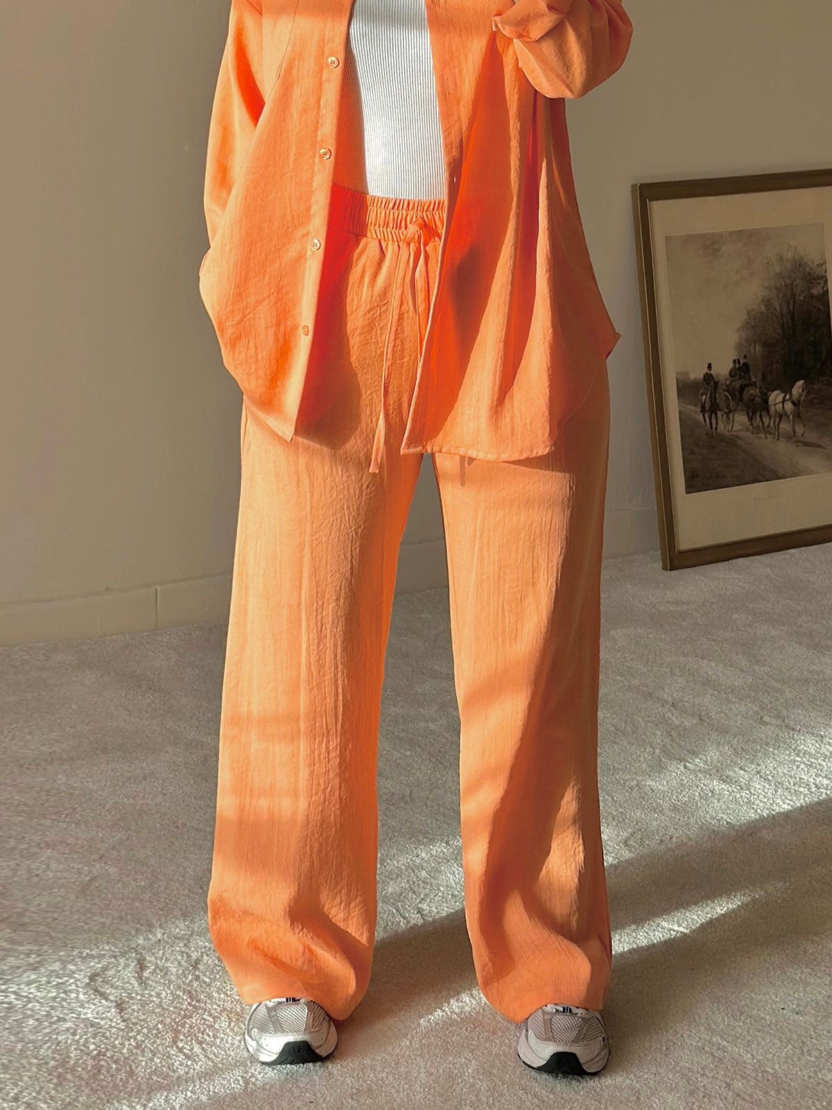 Orange Linen Comfort Pants