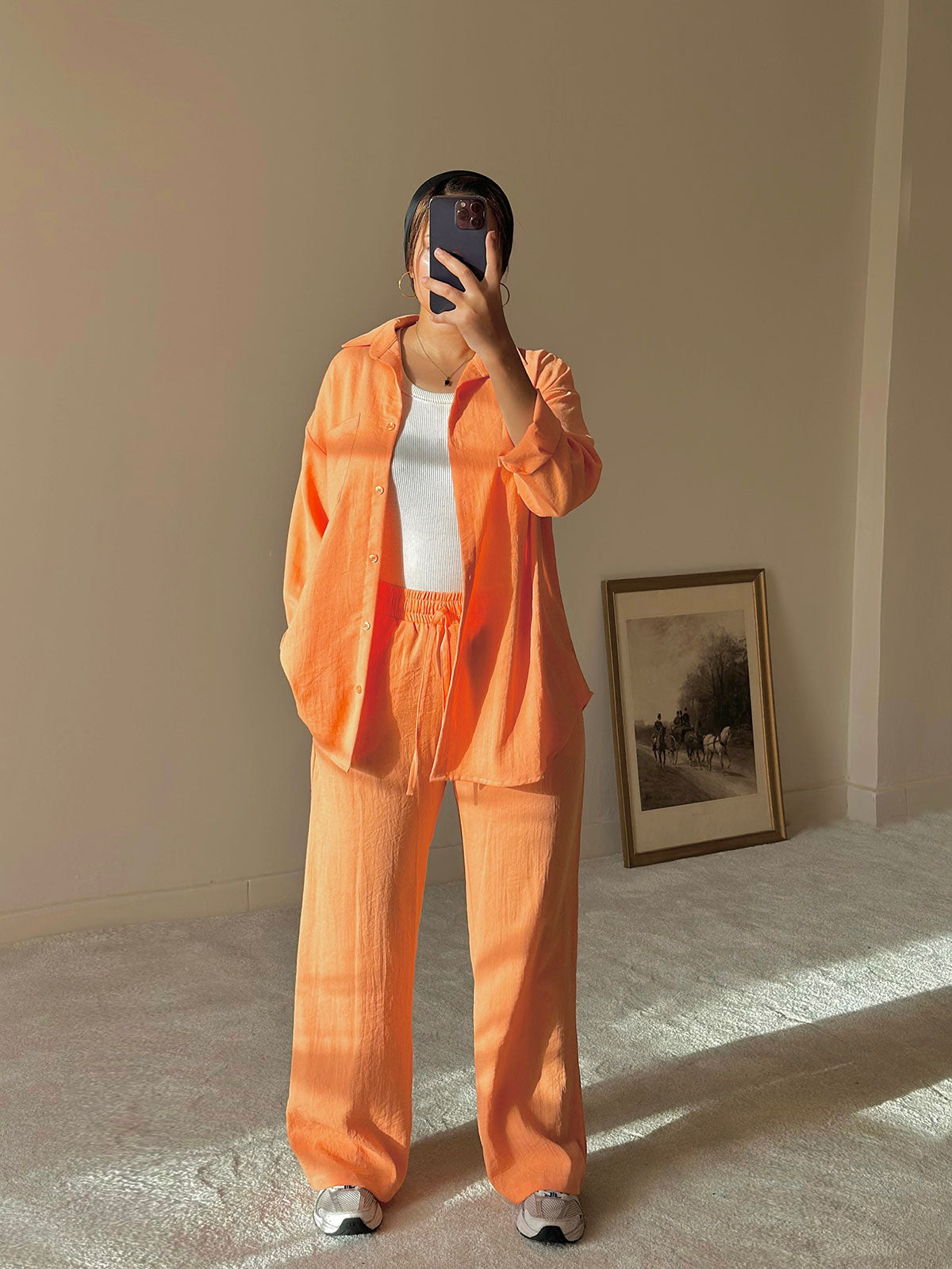 Orange Linen Comfort Pants