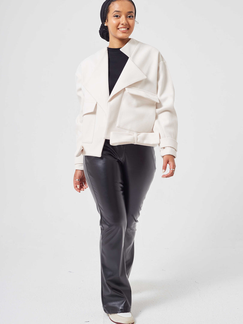 Off white cropped jacket online