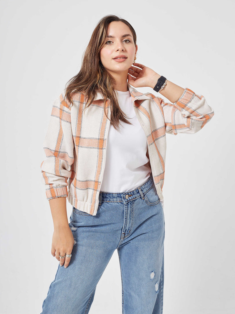 Beige Comfy Cropped Jacket