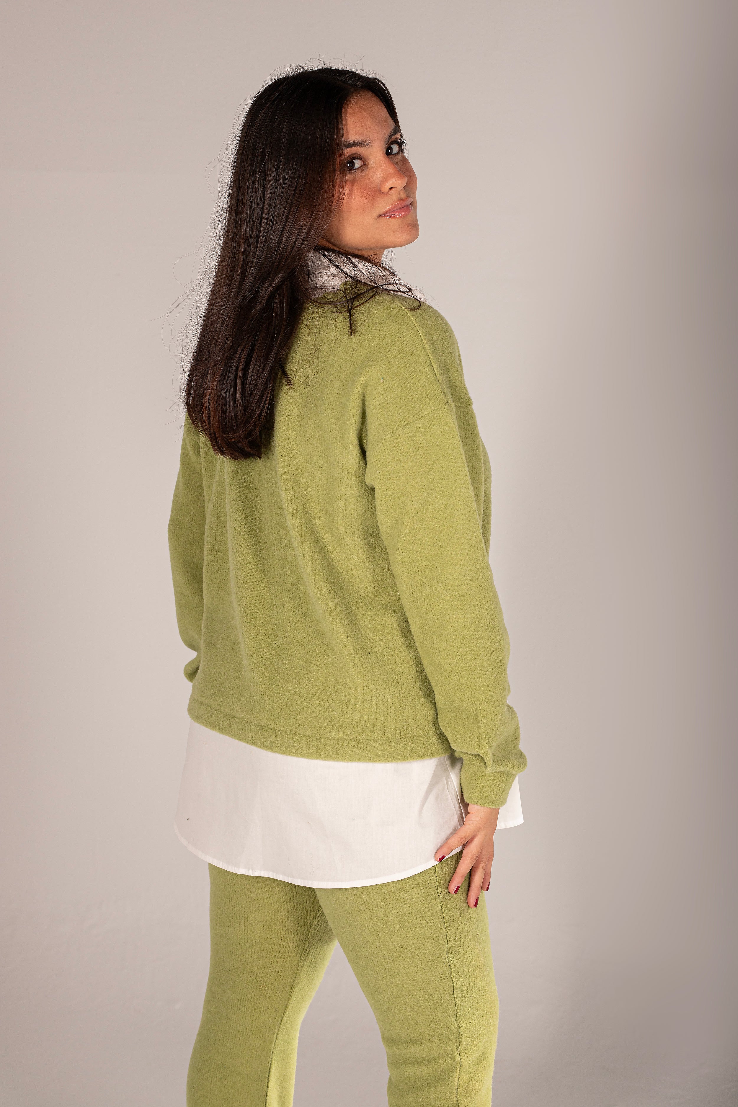 Green Wool Suit With Chemise