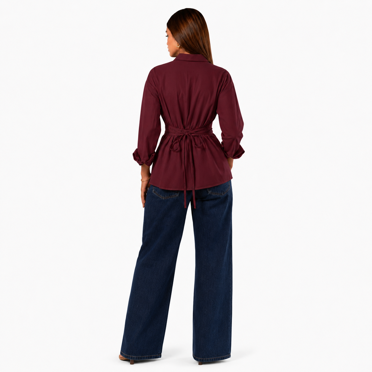 Burgundy Grace Cinched Shirt