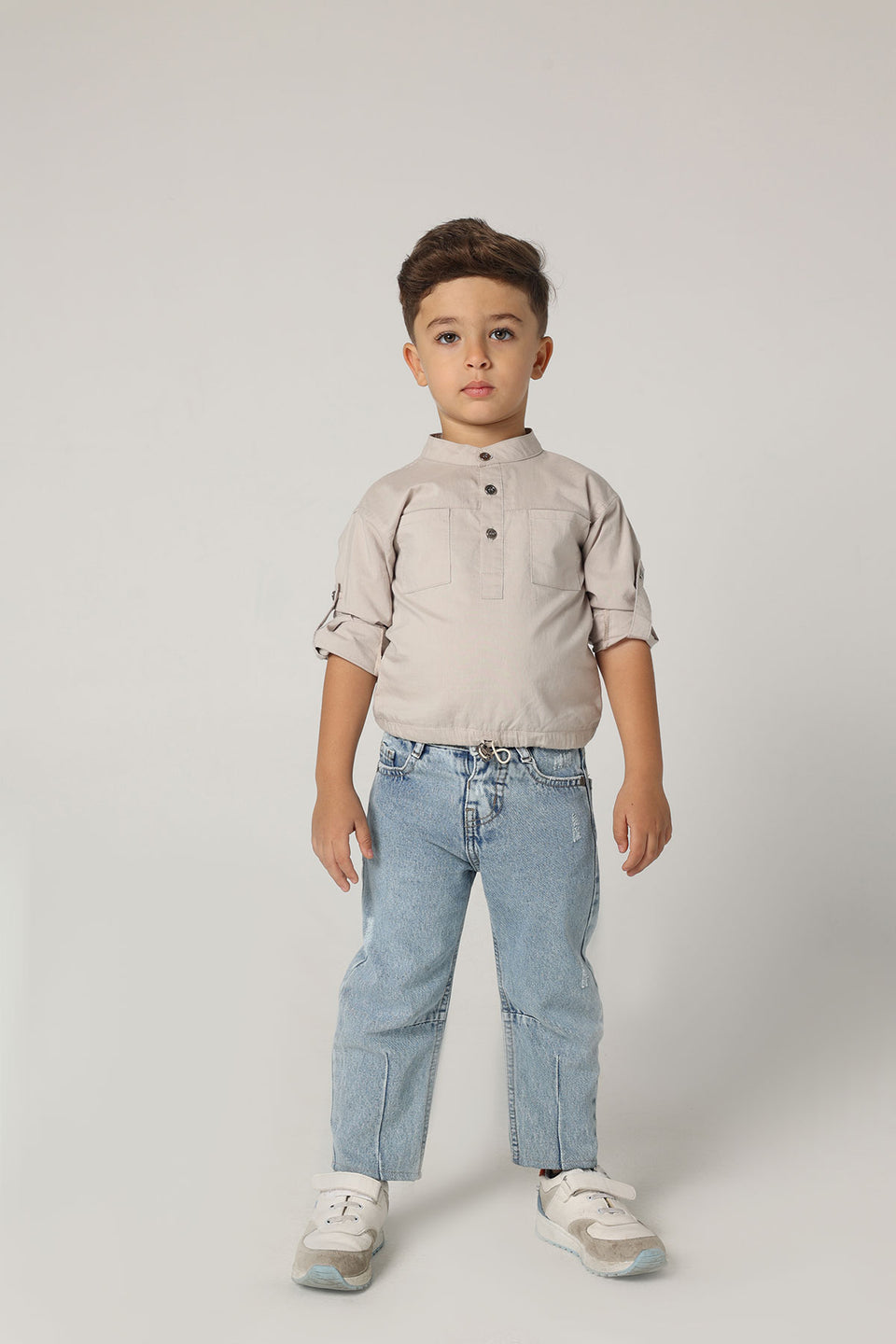 Beige Kids Shirts 3-7 Years For Boys