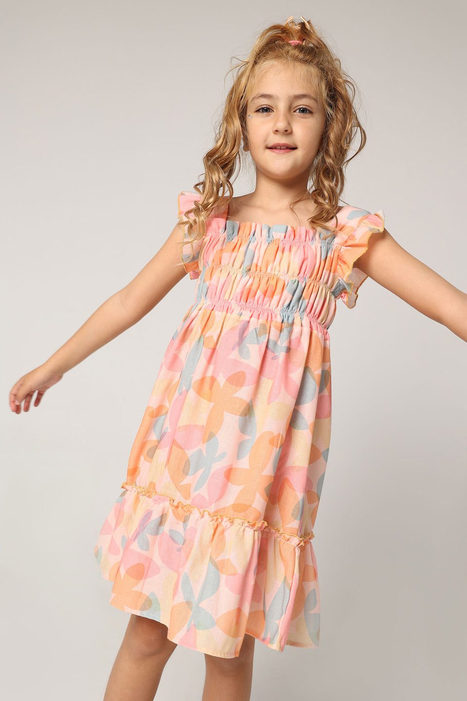 Orange Kids Dress 3-7 Years For Girls