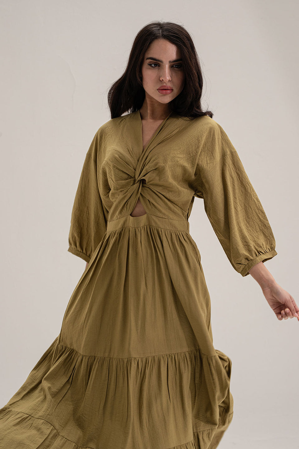 Olive Wrap Summer Dress