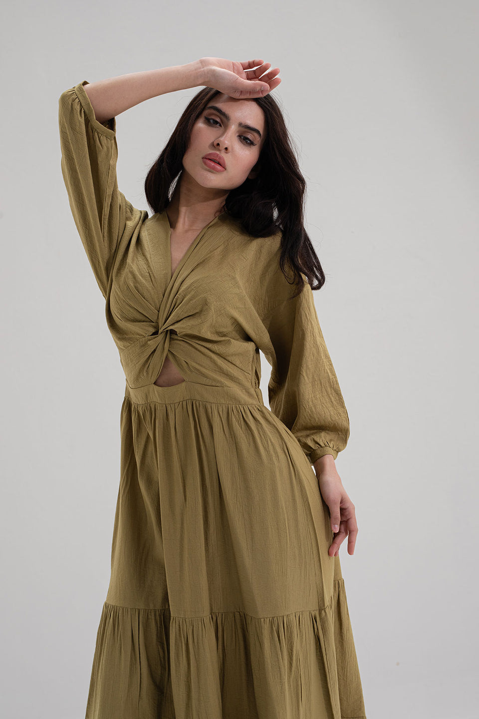 Olive Wrap Summer Dress