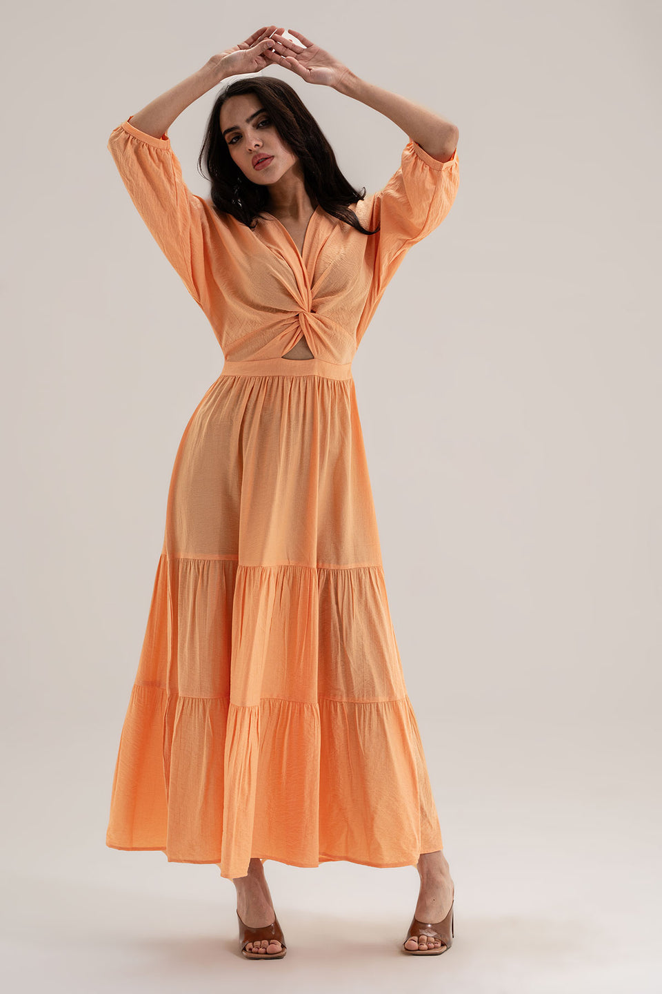 Orange Wrap Summer Dress