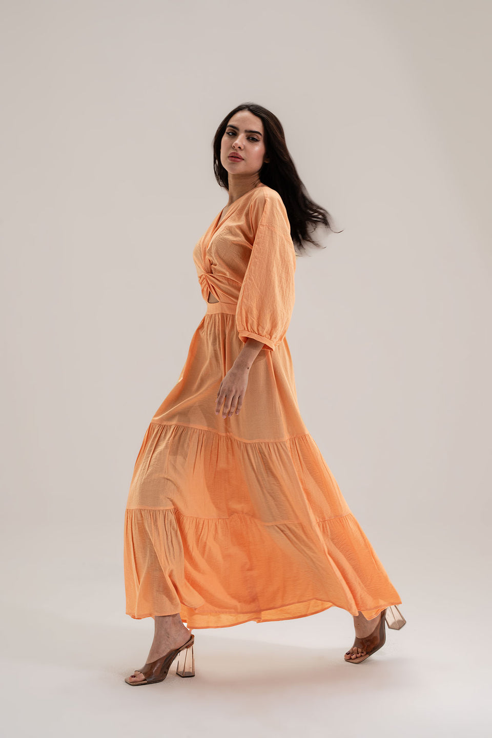 Orange Wrap Summer Dress