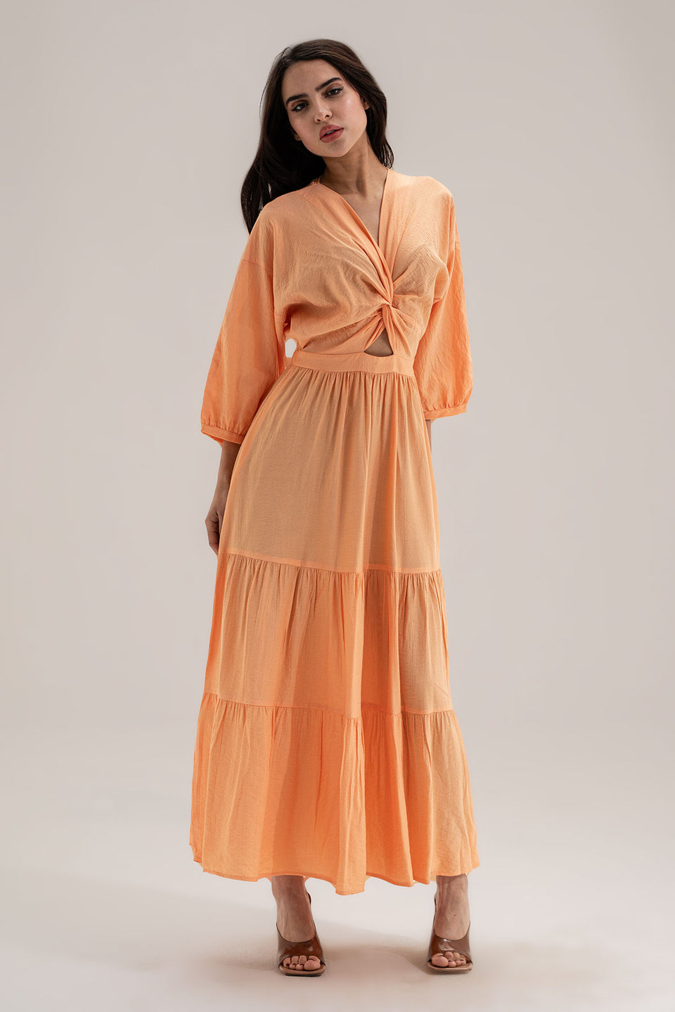 Orange Wrap Summer Dress