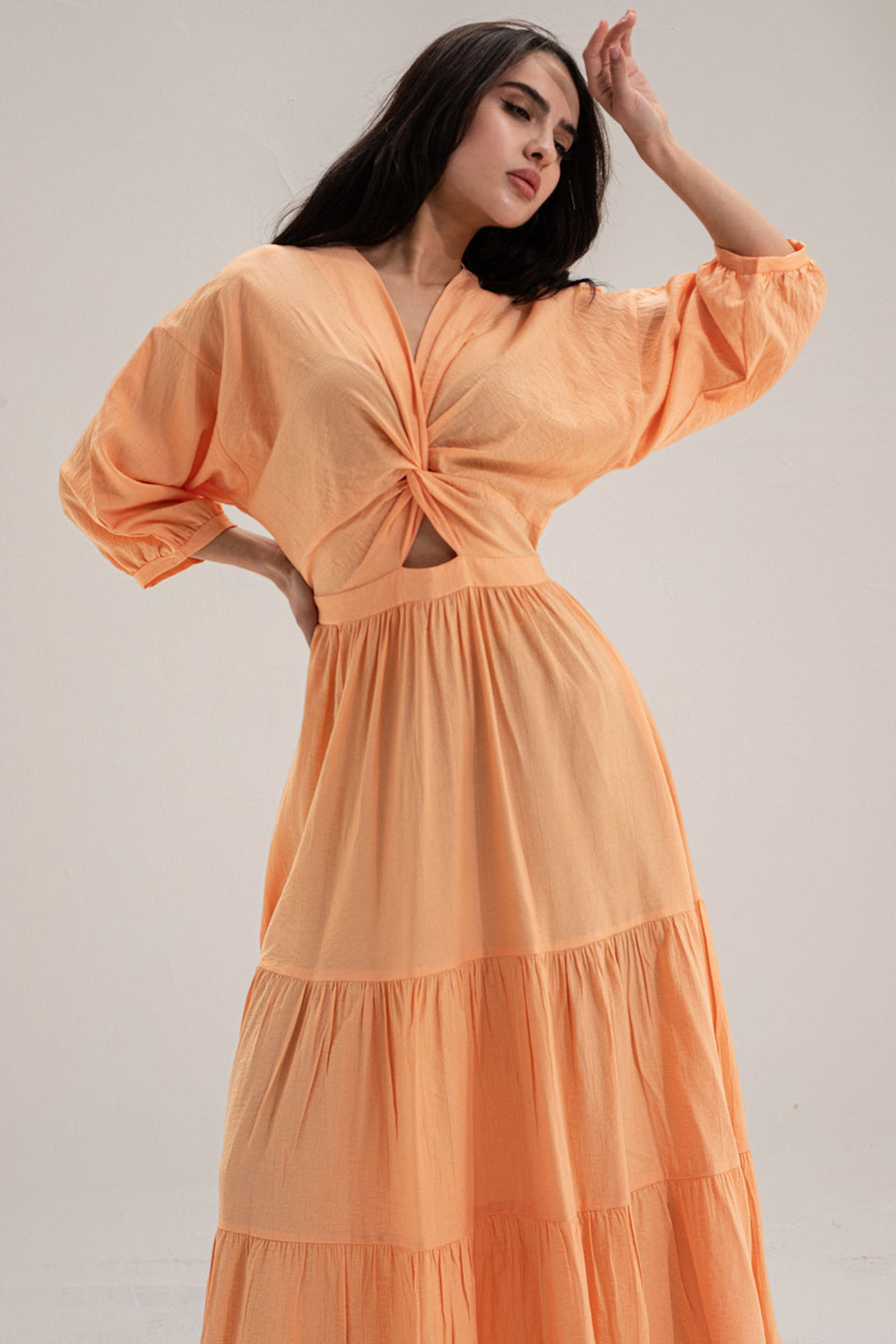 Orange Wrap Summer Dress