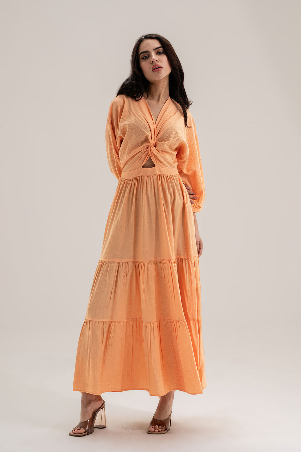 Orange Wrap Summer Dress