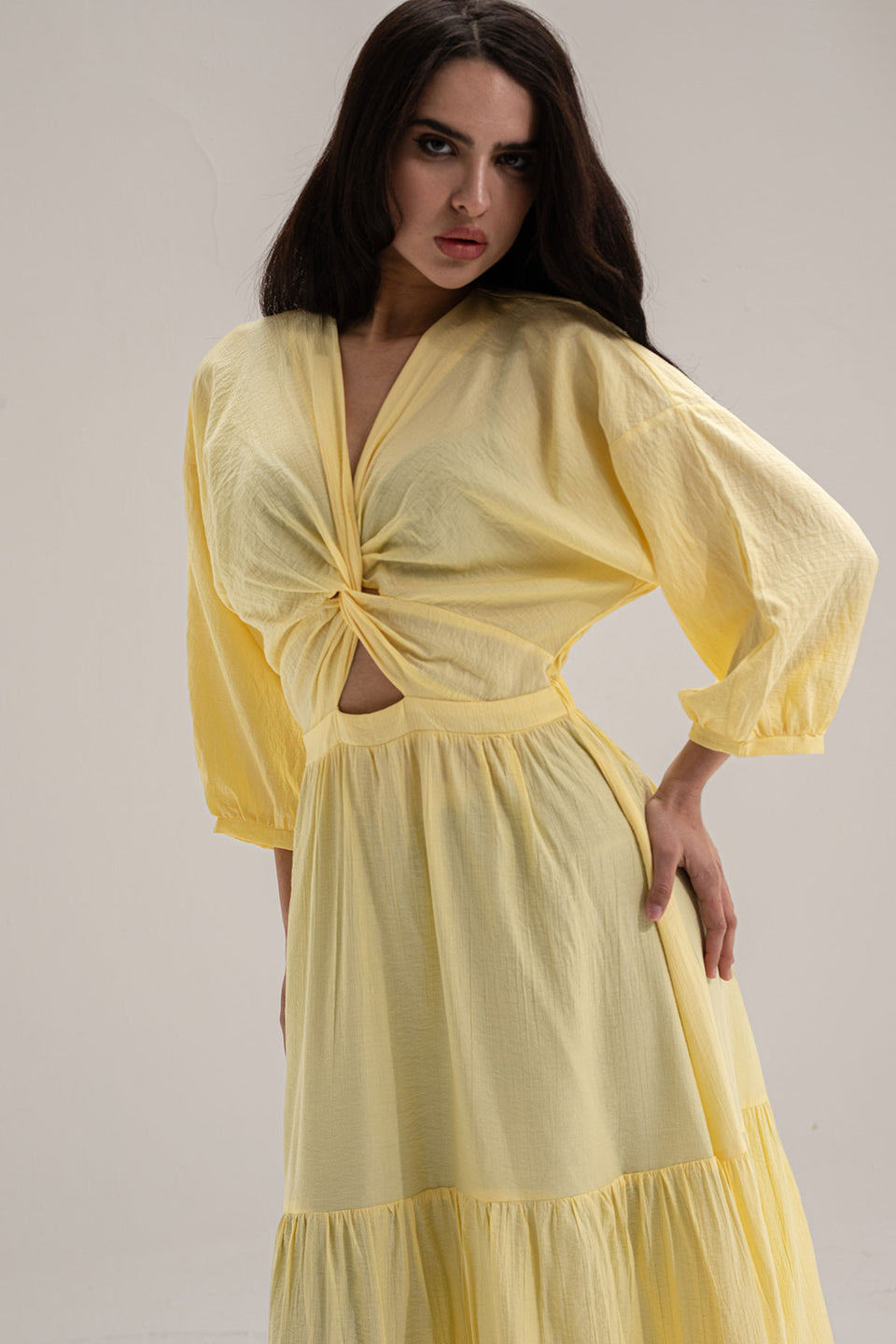 Yellow Wrap Summer Dress