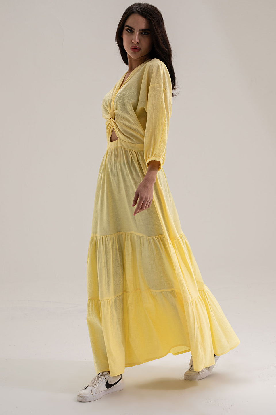 Yellow Wrap Summer Dress