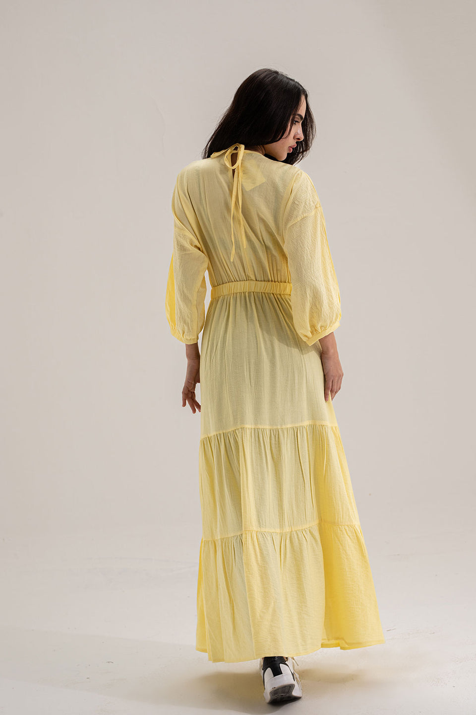 Yellow Wrap Summer Dress