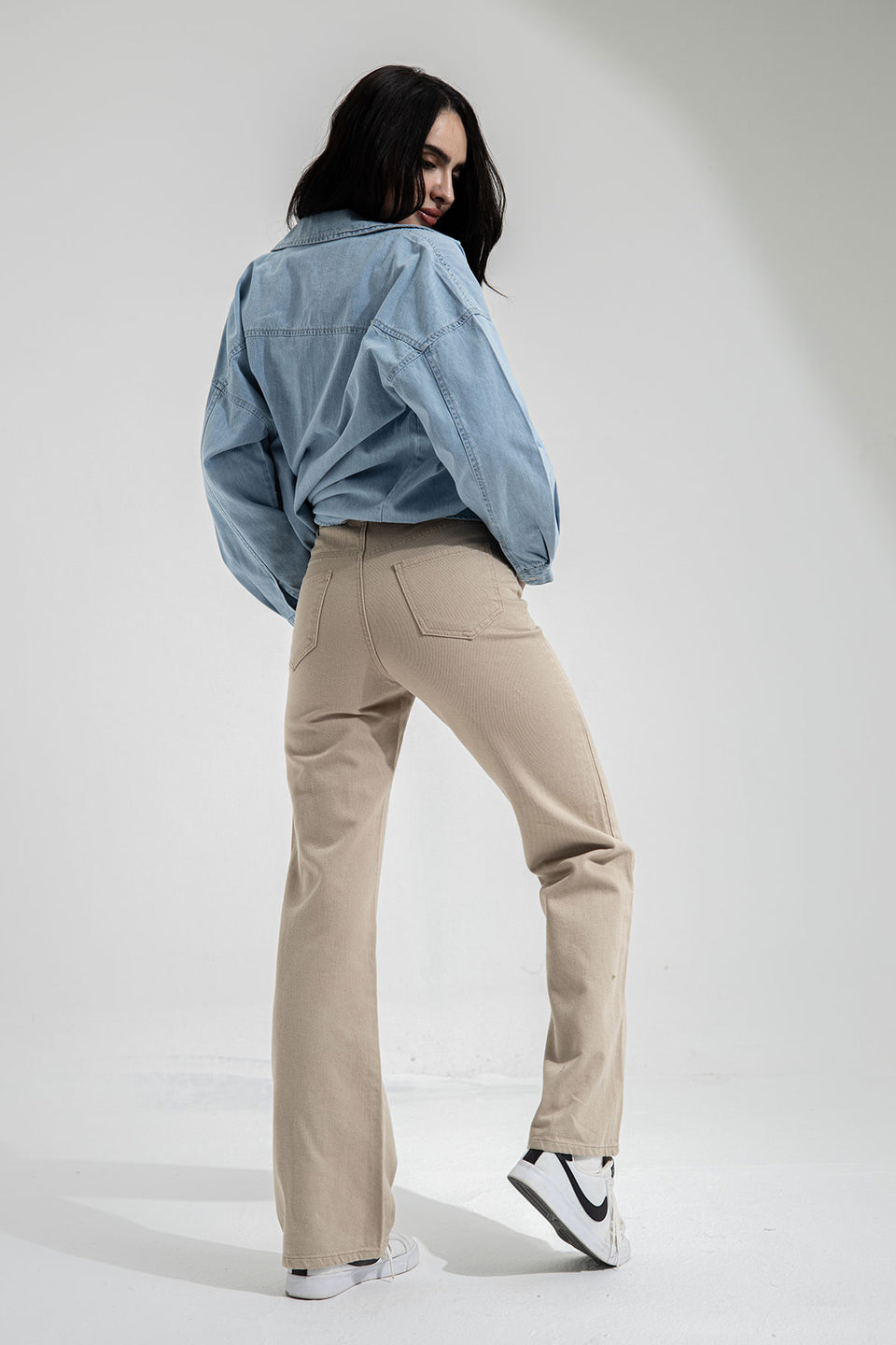 Beige Straight Jeans