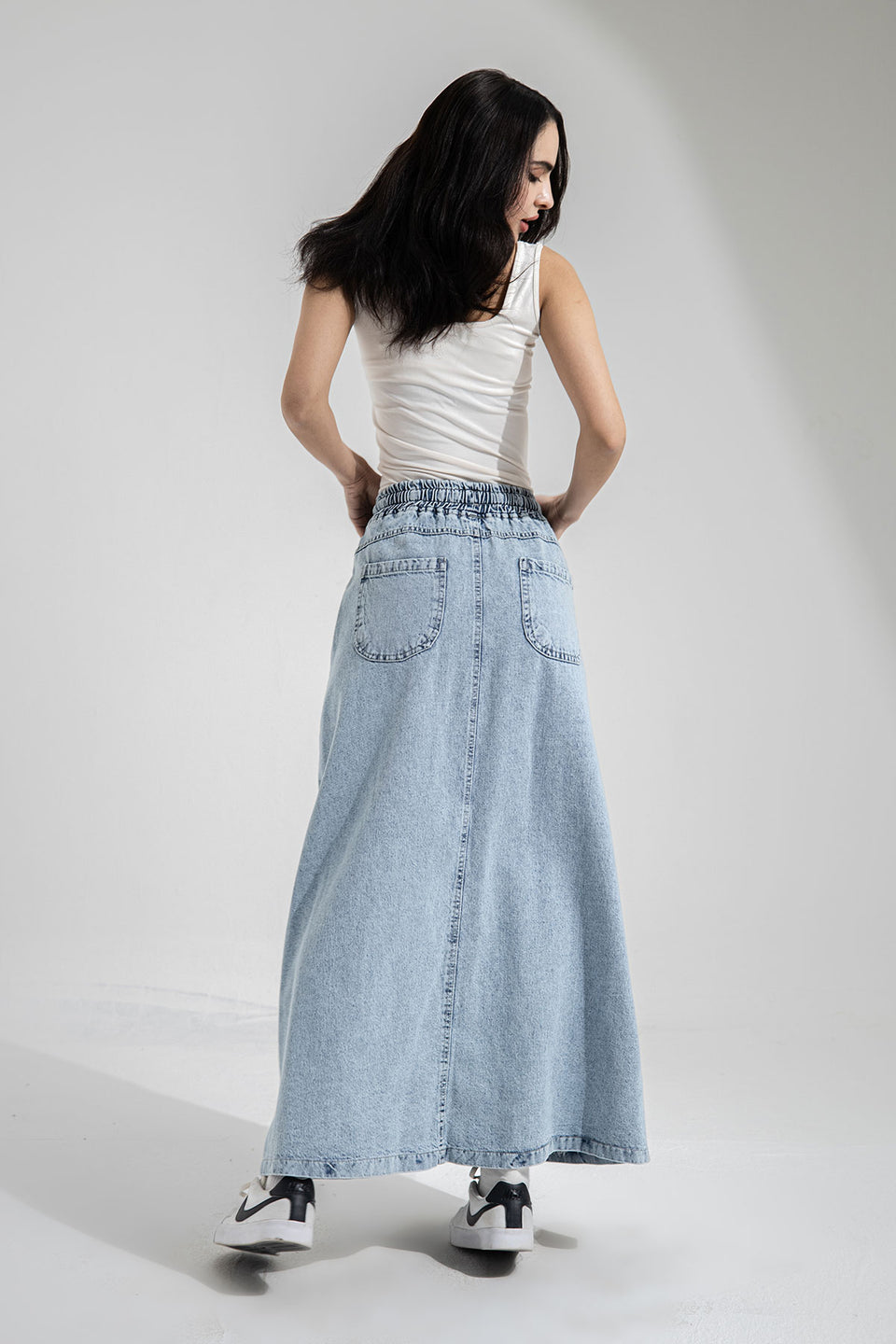 Blue Denim Tied Skirt