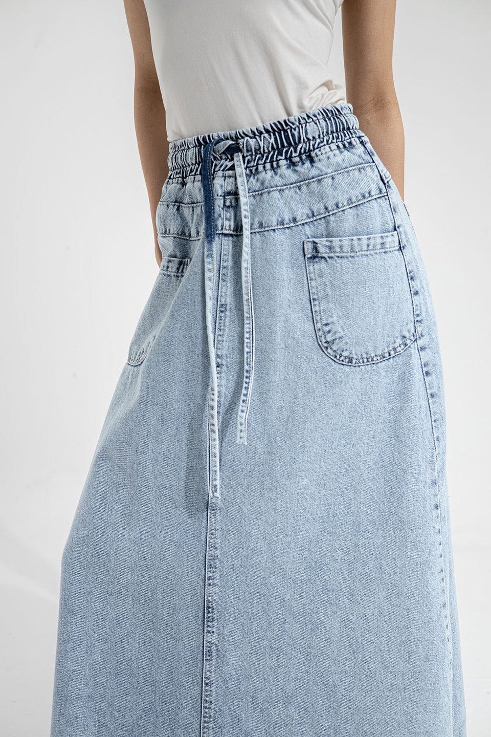 Blue Denim Tied Skirt