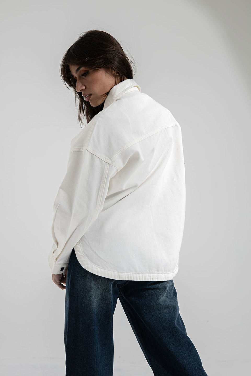 White Longsleeves Denim Light Jacket