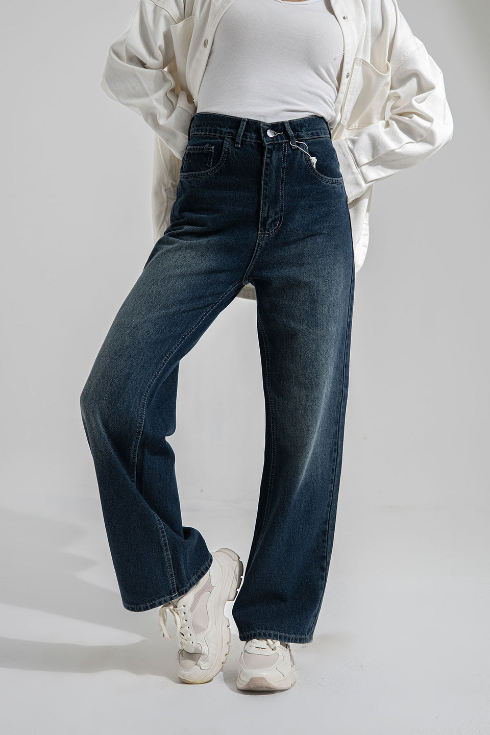 Dark Blue Wide Leg Jeans