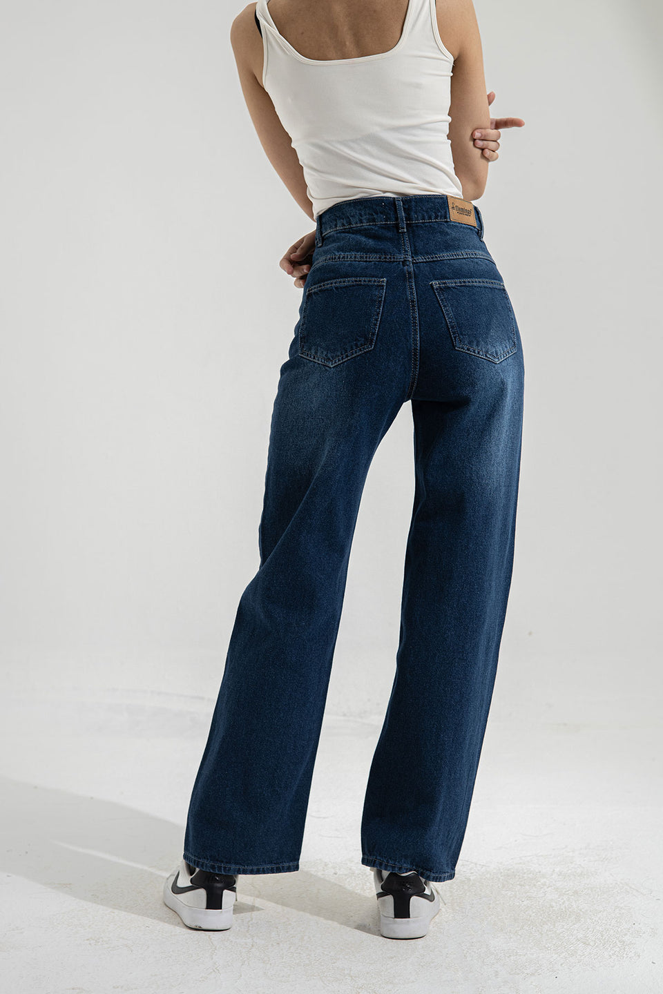 Navy Wide Leg Jeans