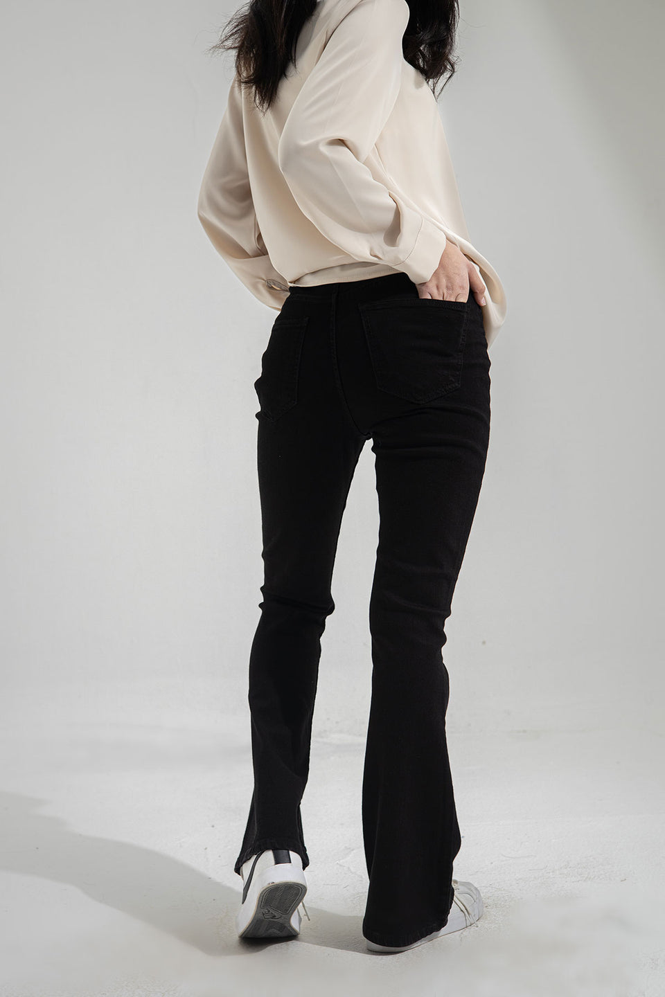 Black High Waist Flared Jeans