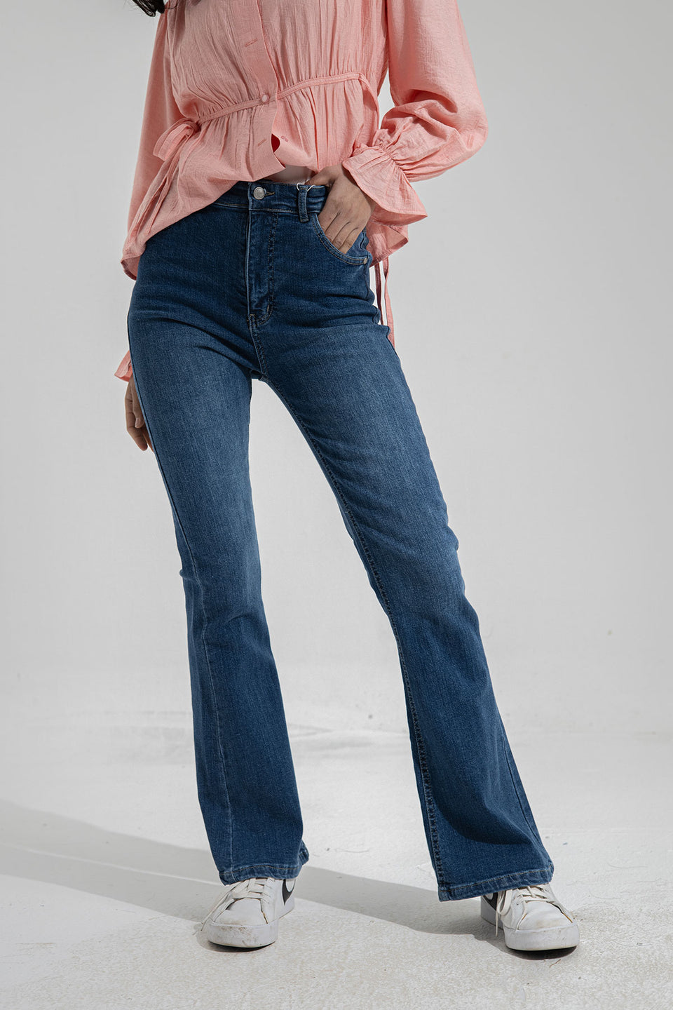 Blue High Waist Flared Jeans