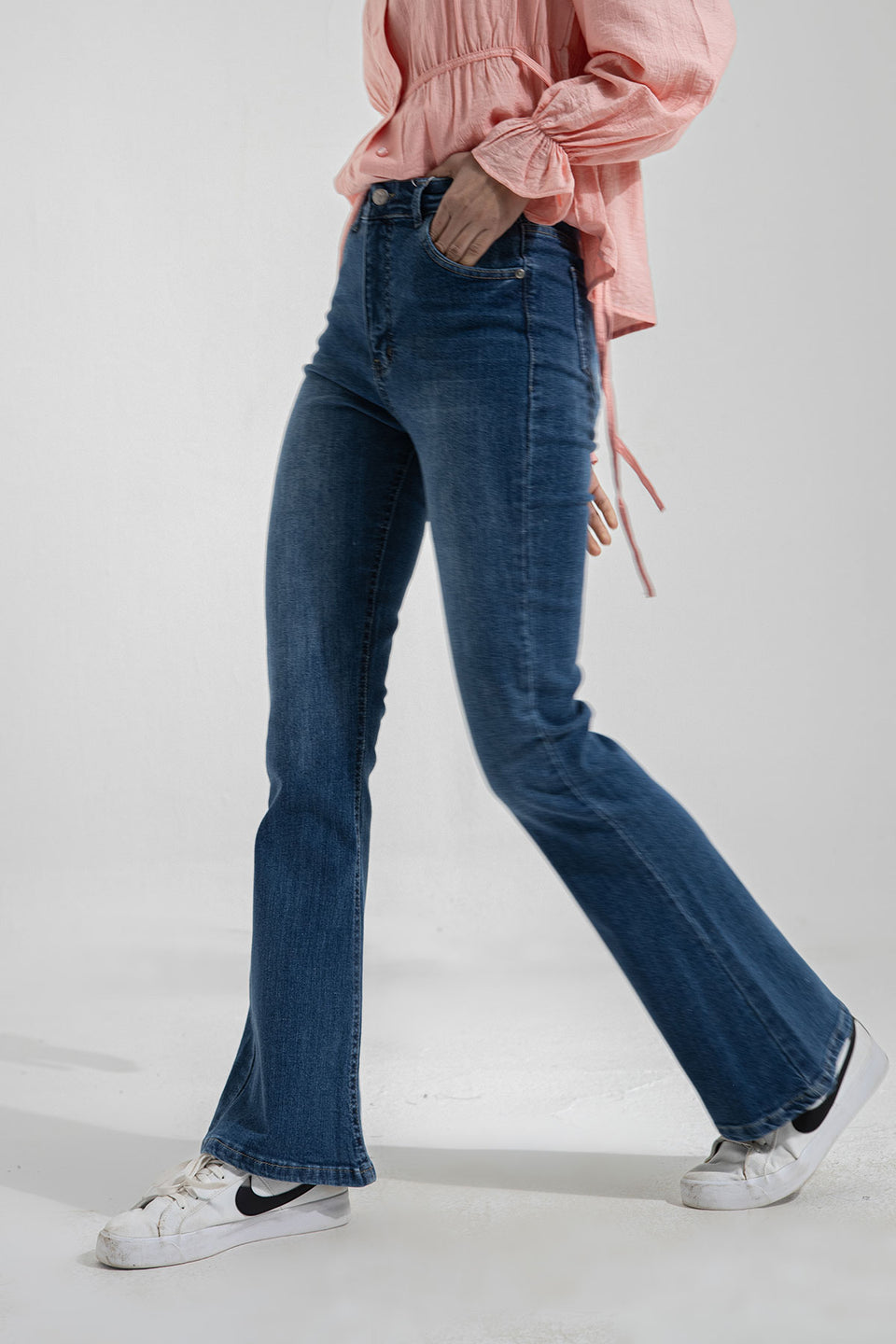 Blue High Waist Flared Jeans