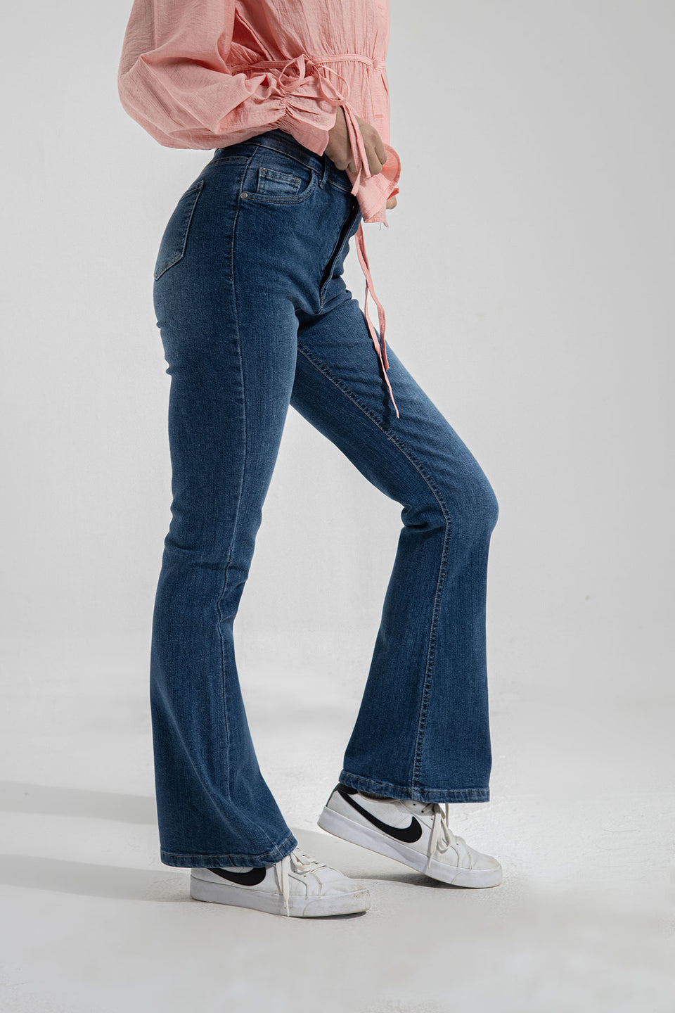 Blue High Waist Flared Jeans