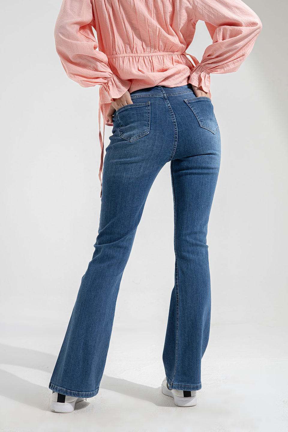 Blue High Waist Flared Jeans