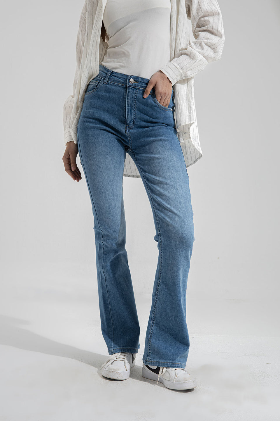 Light Blue High Waist Flared Jeans