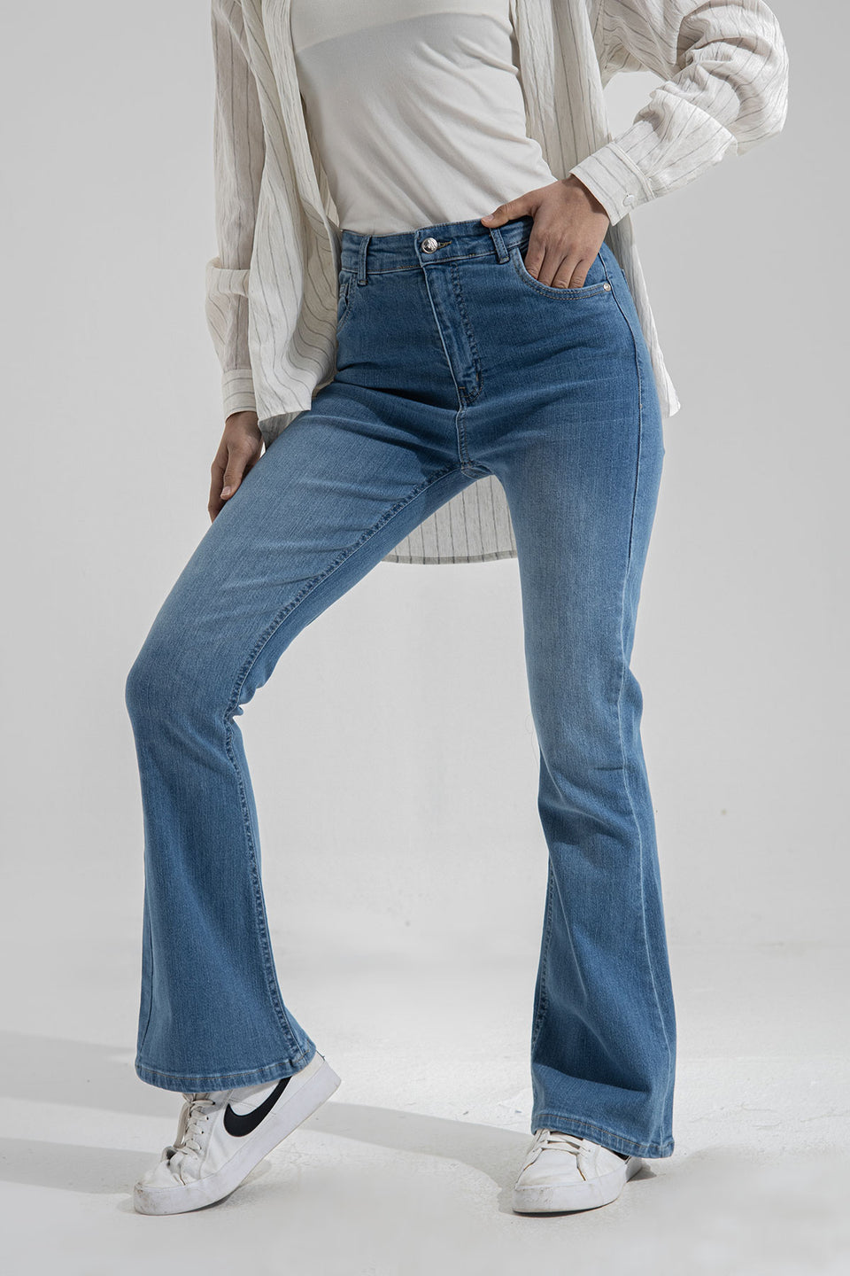 Light Blue High Waist Flared Jeans