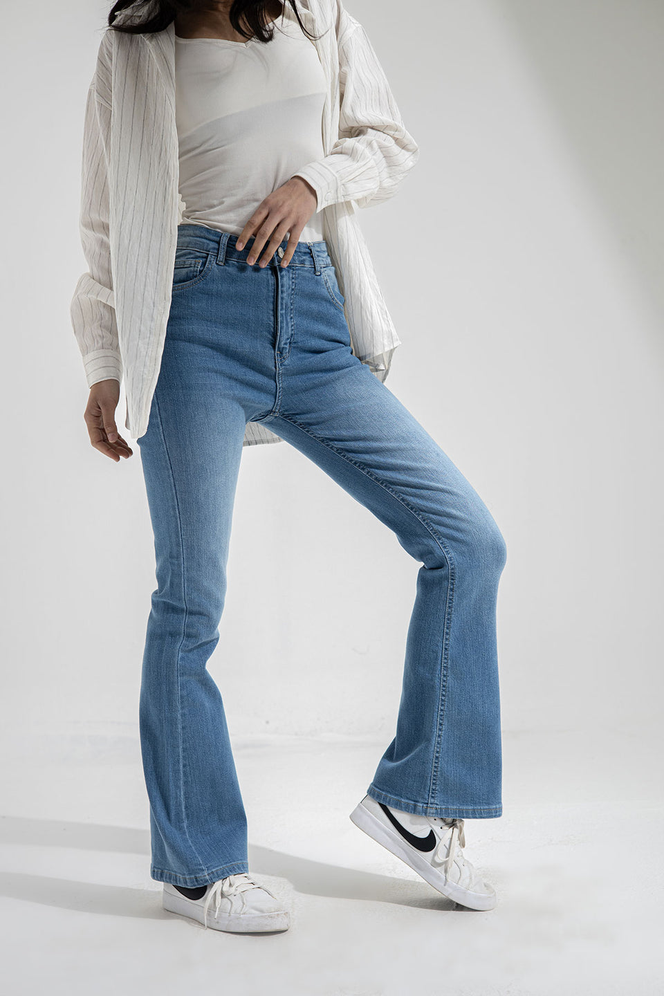 Light Blue High Waist Flared Jeans