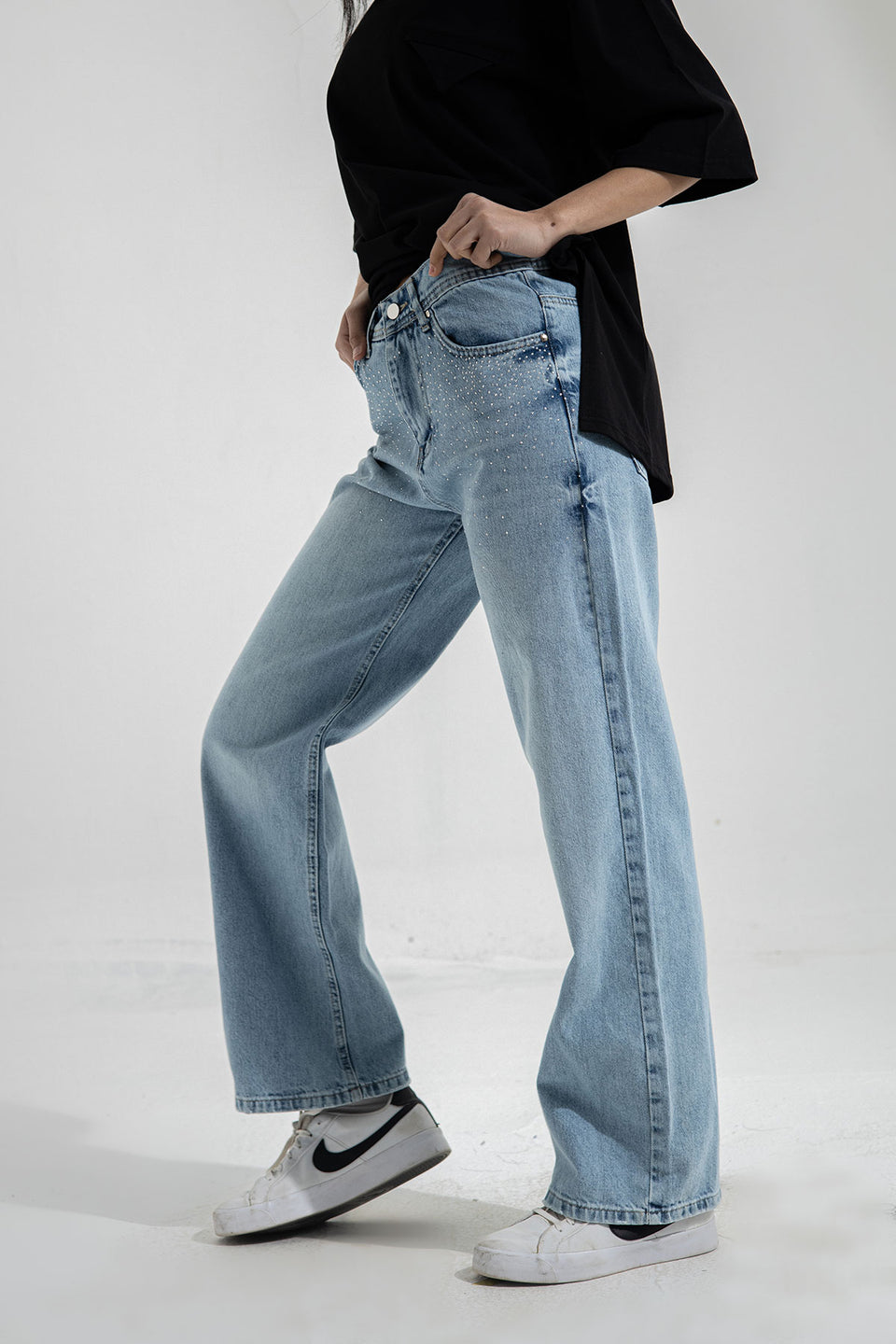 Light Jeans Wide Leg Glitter Jeans