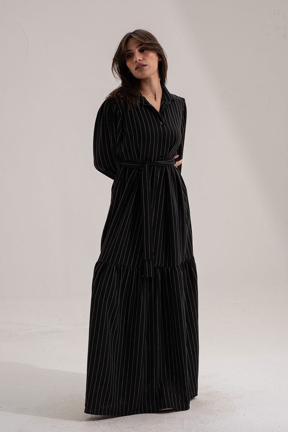 Black Striped Long Dress