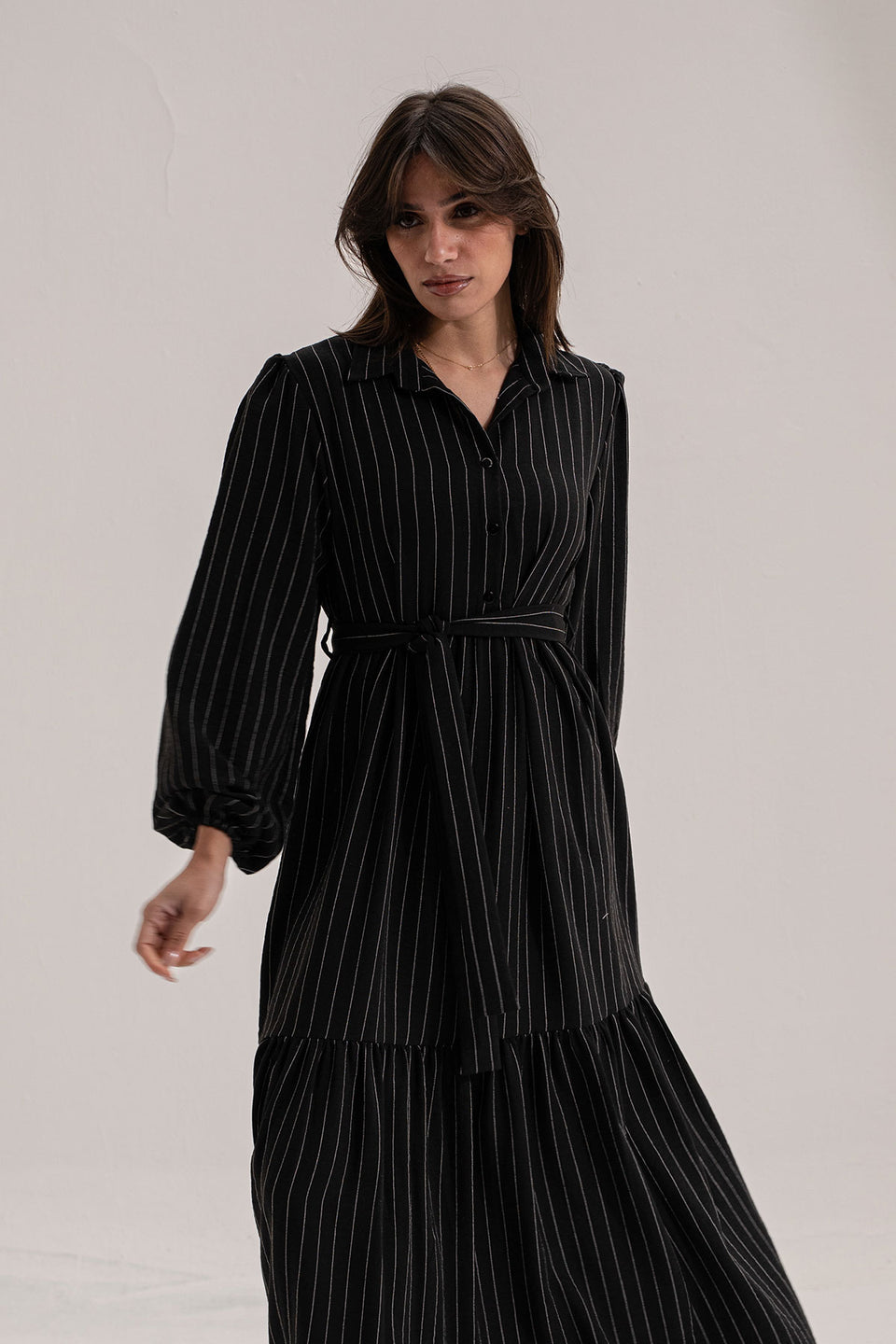 Black Striped Long Dress