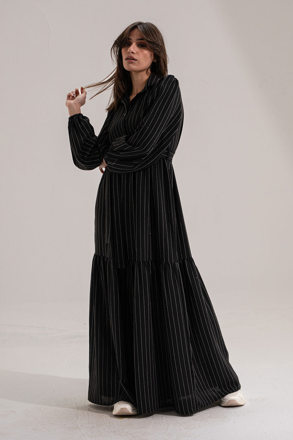 Black Striped Long Dress